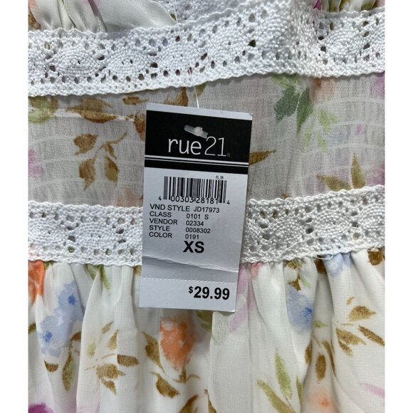 Rue 21 - Women's Summer Sleeveless High Low Hem Ruffle Floral Dress - White - XS - Picture 9 of 16